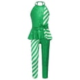 thumbnail image 4 of TiaoBug Kids Girls Sleeveless Sparkly Sequins Dance Unitards Jumpsuit Christmas Candy Cane Costume Green 12, 4 of 7