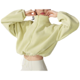 thumbnail image 2 of Women's Fleece Cropped Jacket with Drawstring Hem Green L, 2 of 7