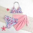 thumbnail image 2 of NIEWTR Girls 3 Piece Bikini Set Triangle Top Floral Print Mid Waist Bottom Cover Up Skirt Cute Swimwear Swimwear Beach Bathing Suit for Summer Vacation 12-13 Years Pink, 2 of 8