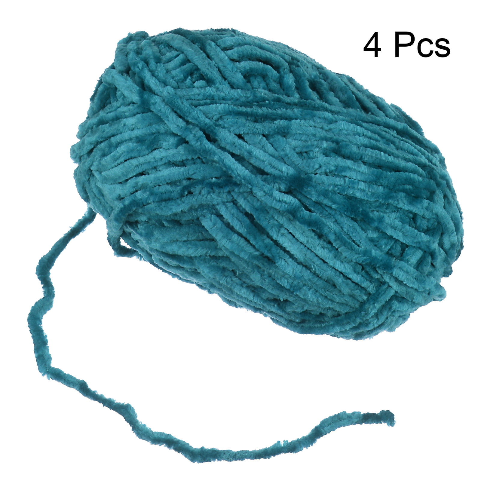 Uxcell 4pcs Velvet Yarn Soft Chenille Yarn 4x100g/14.1oz (347yds) Fluffy Yarn for Knitting Crochet Blanket Blue-Green