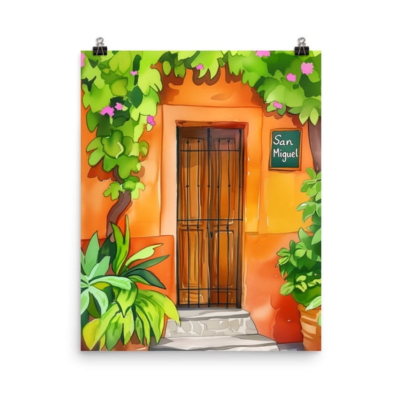 San Miguel De Allende Print, Mexican Doorway Wall Art, Guanajuato Travel Decor, Rustic Latin Artwork, Mexico Home Poster Home Decor UNFRAMED Poster, Wall Art for Decor, Present, 8x12
