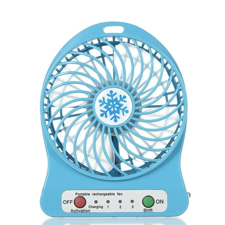 

MABOTO Portable Rechargeable LED Light Fan Mini Desk USB Charging Air Cooler 3 Mode Speed Regulation LED Lighting Function Cooling (Blue)
