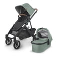 thumbnail image 1 of UPPAbaby Vista V2 Stroller/Convertible Single-to-Double System/Bassinet, Toddler Seat, Bug Shield, Rain Shield, and Storage Bag Included/Gwen (Green Mélange/Carbon Frame/Saddle Leather), 1 of 5