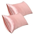 thumbnail image 3 of AuroraX Queen Pillow Cases 2 pack Pink Stain Protection Satin Silk Pillowcase Rayon Zip Closure Cozy Softer Solid Improving Sleep, 3 of 3