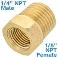 thumbnail image 2 of MYG Brass 1/4" NPT Male To 1/8" NPT Female Pipe Reducer Threaded Adapter Fitting, 2 of 7