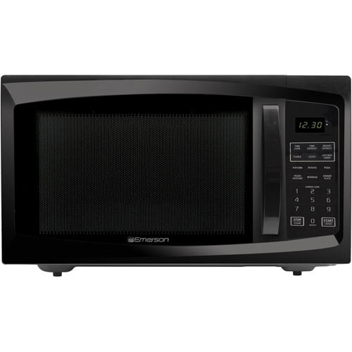 refurbished emerson 1 6 cu ft 1100 watt microwave oven black