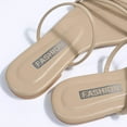thumbnail image 6 of JeashCHAT Slip On Slide Sandals for Women Womens Summer Fashion Slippers Solid Color Square Toe Design Flat Sandals (Khaki), 6 of 7