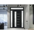 thumbnail image 3 of Front Exterior Prehung Metal-Plastic Door Frosted Glass / Manux 8088 Matte Black / 2 Side and Top Window / Office Commercial and Residential Doors Entrance Patio Garage 60" x 94" Left-hand Inswing, 3 of 5