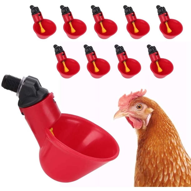 Kit de comederos para aves de corral, Pilipane 10 piezas de bebederos para pollos, comederos para pollos, accesorios para jaulas de herramientas de agua sin fugas, para comederos para aves de corral