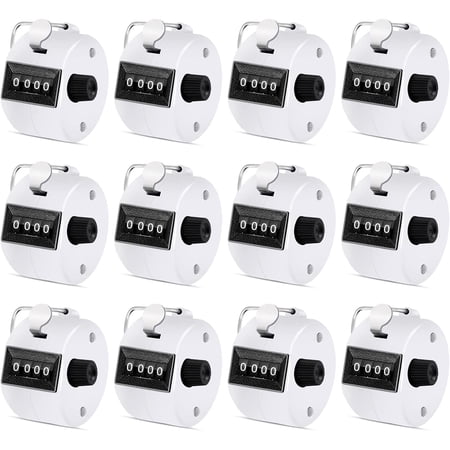 12 Pcs Hand Tally Counter 4-Digit Lap Counter Clicker  Manual Mechanical Handheld Pitch Click Counter with Finger Ring for School Golf & Knitting Row Croche