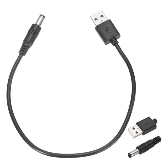 USB to DC Power Cable 3A 5V DC Power Cord 5.5mm x 2.5mm Jack Charging Plug Connector Cable Adapter for Fan Camera(1ft, Black)