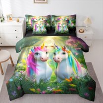 Castle Fairy Kawaii Unicorn 7-Piece Twin Bedding Set for Kids Teens