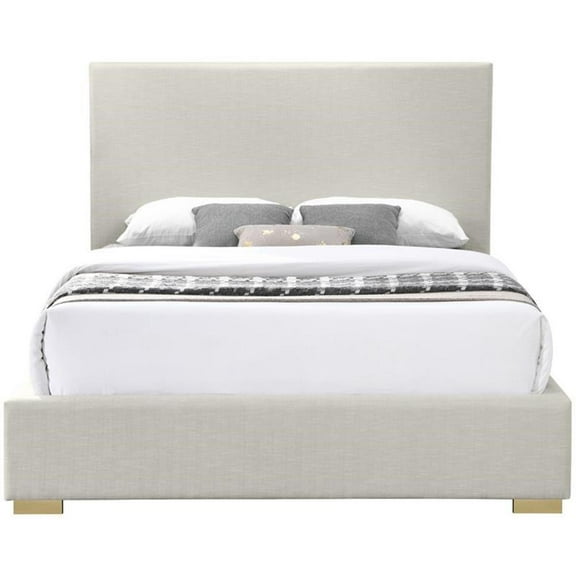 Maklaine 54.5''H x 83''W x 89.6''D Beige Linen Textured Fabric King Bed