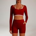thumbnail image 5 of Workout Sets for Women Long Sleeve Backless Wrap Crop Tops and High Waisted Biker Shorts Summer 2 Piece Pilates Gym Yoga Sets, 5 of 8