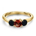 thumbnail image 3 of Gem Stone King 18K Yellow Gold Plated Silver Red Garnet and Black Onyx Engagement Ring for Women | 0.99 Cttw | Round 5MM | Gemstone January Birthstone | Size 7, 3 of 6