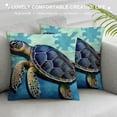 thumbnail image 3 of Pratyus Turtle Wooden Wall Blue Background Pillow Cushion Covers Short Plush Aesthetic Decor for Sofa Couch Home Decor 1PC 24x24in, 3 of 5