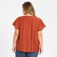 thumbnail image 3 of DARING DIVA Women's Plus V Neck and Ruffle Sleeve Casual Summer Wear 3X Orange Red, 3 of 6