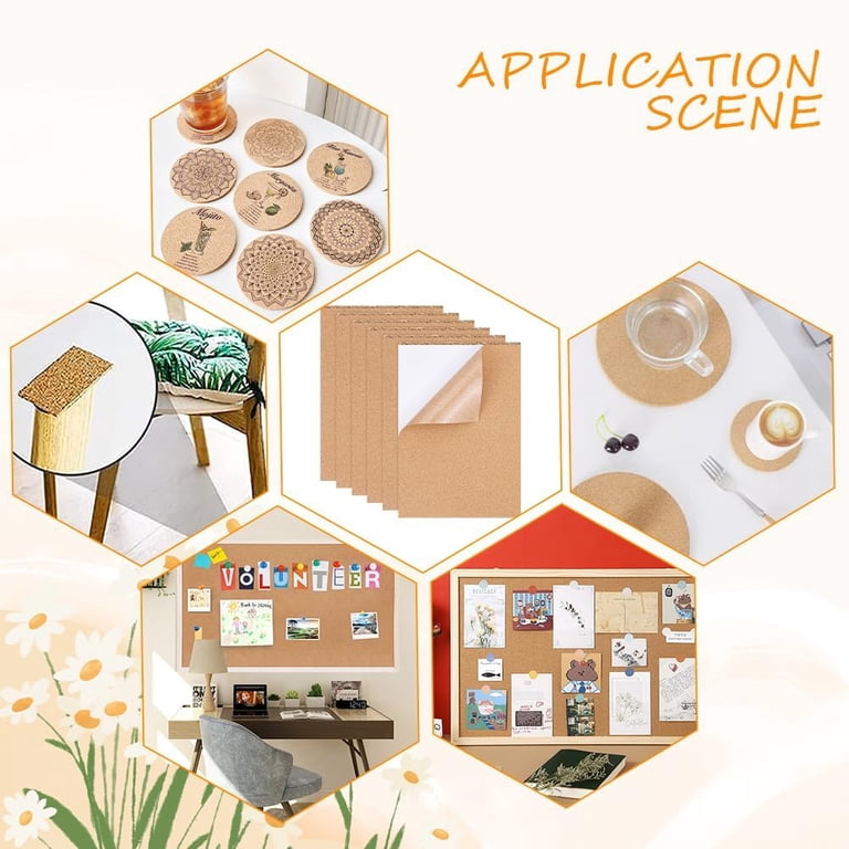 Uxcell Self-Adhesive Cork Sheets - 4 Pack A4 Size (8.3x11.8 Inches), 1mm Thick For DIY Coasters, Crafts