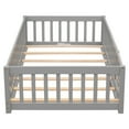 thumbnail image 5 of Twin Size Bed Frame for Kids, Solid Wood Floor Bed with Full-length Guardrails and 1 Door, Modern Low Platform Bed with Sturdy Slats Support for Boys and Girls, No Box Spring Needed, Gray, 5 of 7