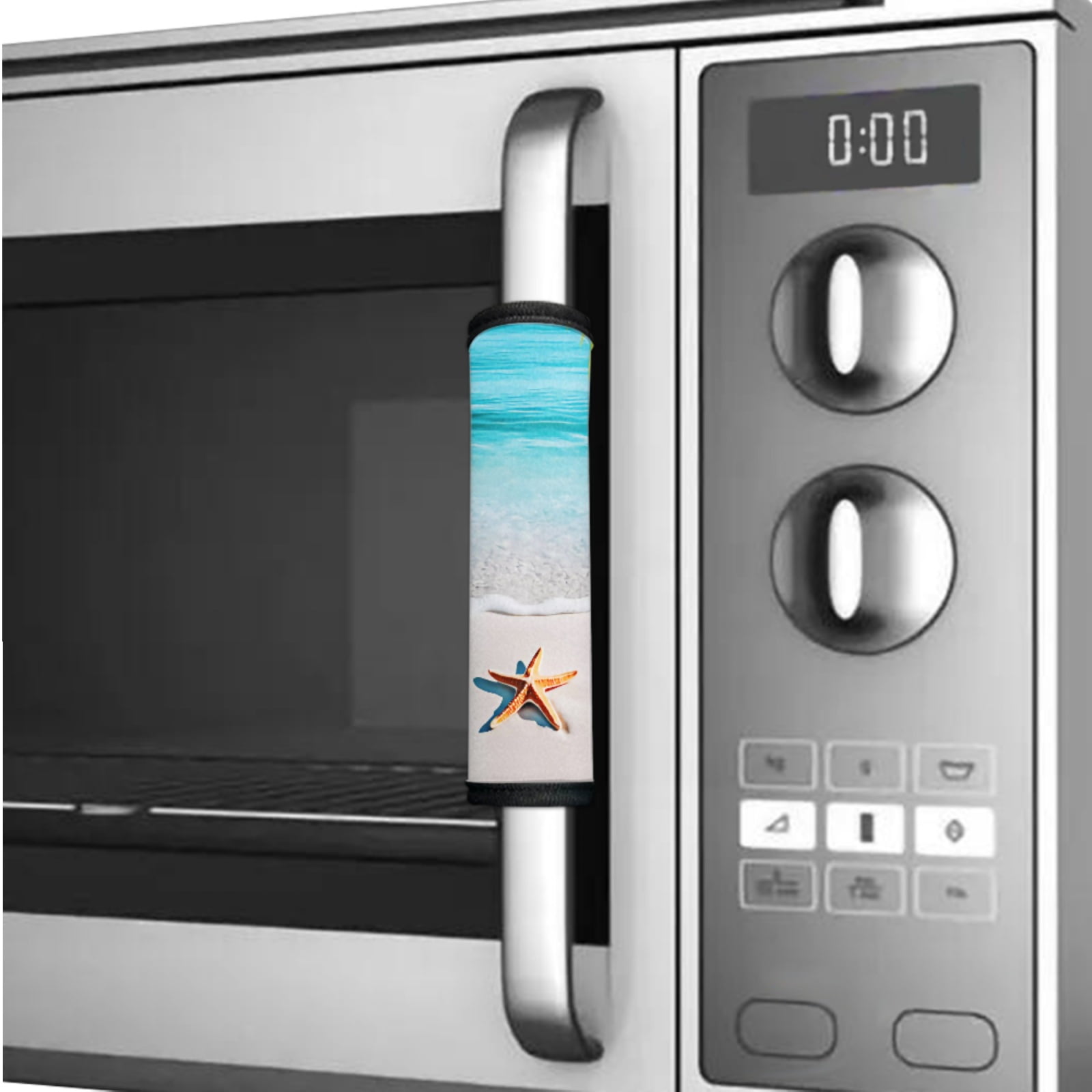 SEANATIVE Refrigerator Oven Door Handle Covers Set of 6 Protective Elegant Handle Sleeves Protector for Kitchen Cabinets Oven Dishwasher Microwave, Beach Starfish Blue Palm Leaf