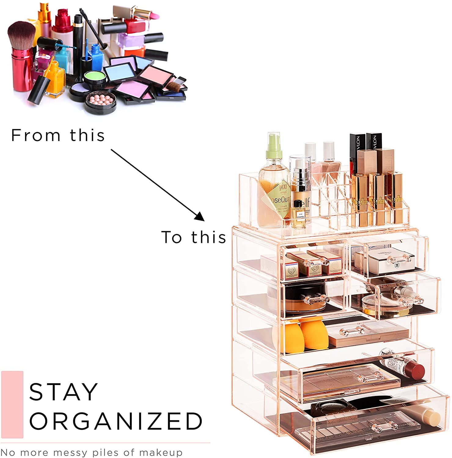 Acrylic Cosmetic Makeup Organizer Jewelry Box Storage Set - 7 Drawers, 6.5  x 11 - Smith's Food and Drug
