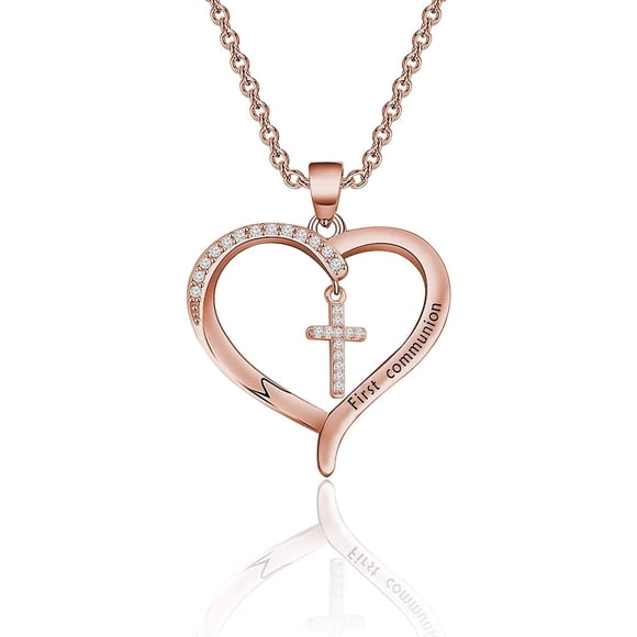 GFDYREE First Communion Gift for Girls Cross Gift Christian Cross Jewelry Baptism Gift Cross Necklace For Her