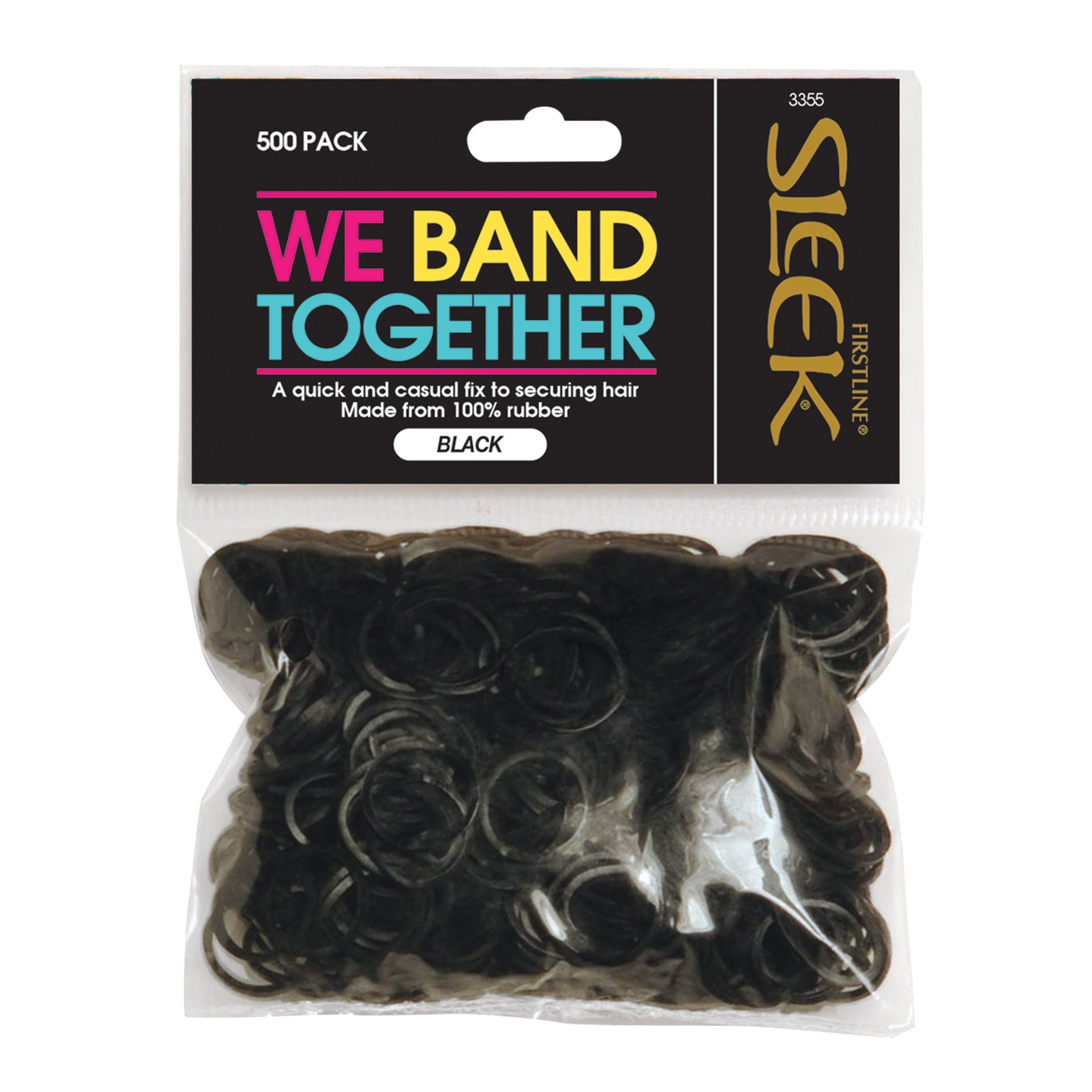Firstline Sleek Rubber Band Black - 500 PK, 500.0 PACK