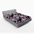 thumbnail image 2 of Ambesonne Flowers Fitted Sheet, Romantic Bouquet Love Print, Full Size, Pale Fuchsia Black and Teal, 2 of 5