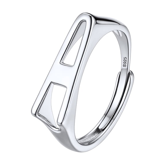 U7 Sterling Silver Women Ring with Initial A Minimalist Stackable Finger Rings Women's Jewelry Birthday Gift