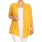 MOA COLLECTION Women's Plus Size Short Sleeve Open Front Cardigan for Everyday Wear