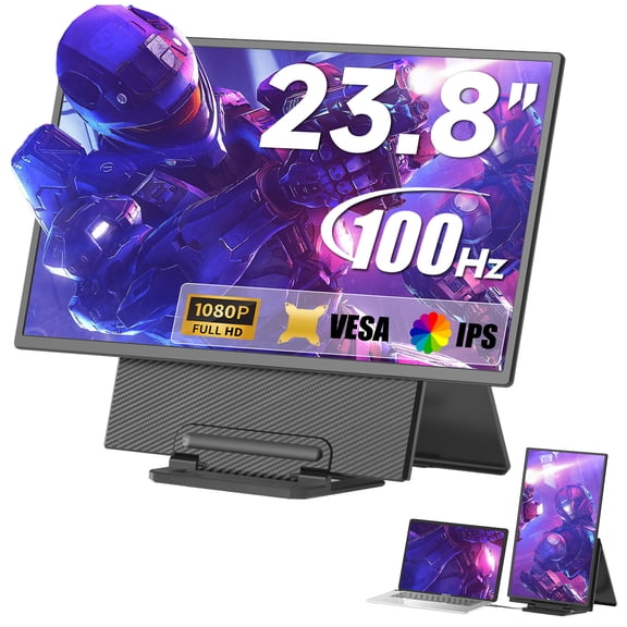 Portable Monitor, 24 inch 1080P FHD 100Hz Laptop Screen Extender, Large Gaming Monitor IPS Display for Laptop, Desktop, MacBook, PS4/5 with Kickstand VESA Compatible