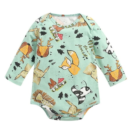 

Rovga Boys Bodysuits Child Long Sleeve Cute Cartoon Print Romper Bodysuit Outfits Clothes Kids Toddler Clothes