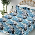 thumbnail image 3 of Ambesonne Tropical Fitted & Flat Sheet with Shams 4 Pcs Set, Palm Foliage Abstract Art, Queen, Dark Turquoise and Sea Blue, 3 of 5
