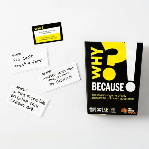 Juego de cartas Fat Brain Toys Why Because Party Game para mayores de 12 años