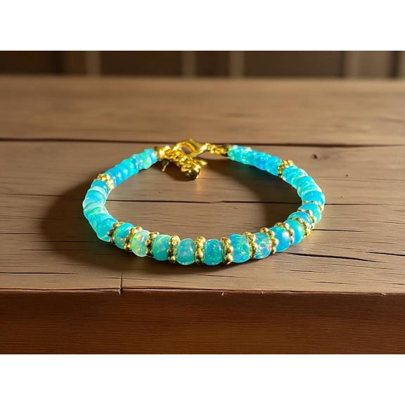 Paraiba Opal Bracelet: Handmade Gemstone Jewelry, Gold & Silver