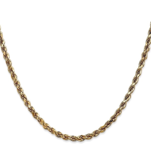 Diamond2Deal 10K White Gold 3.5mm Diamond-Cut Rope Chain Necklace for Women 18"