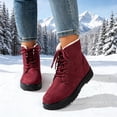 thumbnail image 2 of Gealkoca Women's Suede Lace Up Winter Snow Boots Warm Fur Lined Ankle Boots Comfortable Flat Shoes Non Slip Thick Sole Boots Outdoor, 2 of 5
