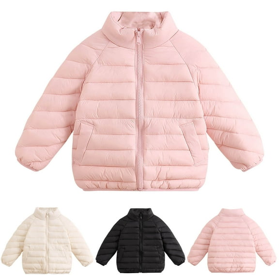 Feancey Girls Puffer Coats Full Zip Stand Collar Quilted Jackets Toddler Kids Winter Down Coat Baby Boys Lightweight Packable Jacket with Pockets Black 120