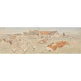 thumbnail image 2 of Theodor Philipsen 18x9 Gold Ornate Wood Frame and Double Matted Museum Art Print Titled - Cows and Geese at New Works at Saltholm (Draft Decoration of Punch Bowl) (1893), 2 of 4