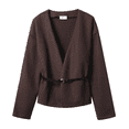 thumbnail image 4 of ScarletteEmmy Women’s Wool Blend Belted Wrap Coat, Soft Knit Open Front Long Sleeve Jacket, Elegant Fall Winter Outerwear, Casual Work Blazer, Warm Gift for Her, Black Brown Khaki, 4 of 5