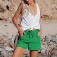 thumbnail image 5 of Green Linen Shorts Women's Fashion Casual High Waist Pants Straight Leg Sports Casual Loose Shorts, 5 of 6