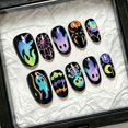 thumbnail image 2 of 30Pcs Halloween Press On Nails Almond - Spooky Ghost Pumpkin Witch Design | Gothic Acrylic Holiday Press-On Nails with Ghost/Bat/Pumpkin,Reusable & Easy Apply, Ideal for Halloween Party, 2 of 5