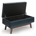 thumbnail image 2 of Owen 36" Wd. Mid Century Storage Ottoman in Distressed Dark Blue Faux Leather, 2 of 9