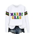 thumbnail image 2 of Ploknplq Mardi Gras Shirt,Mardi Gras Party Favors,Hoodies for Women Purple Gold Green Women's Print Hoodless Sweatshirt,Mardi Gras Sweatshirt,Mardi Gras Tops for Women Z White XL, 2 of 4