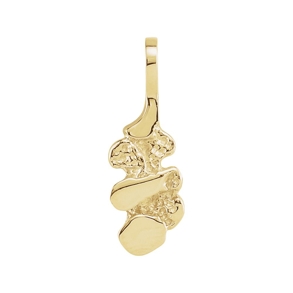 14K Solid Yellow Gold Nugget Pendant 
