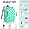 thumbnail image 5 of Green and White Wavy Checkered Backpack for School, Cute School Bag with Adjustable Shoulder Straps and Padded Back, 15.7"x11.8"x5.5", 5 of 5