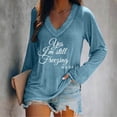 thumbnail image 2 of Ichuanyi Womens Tops, Fashion Women Casual V- Neck Solid Color Long-sleeved T-shirt, 2 of 4