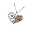 thumbnail image 4 of Collar de corazón Steampunk Zulema de engranajes plata oro, 4 of 5