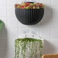 thumbnail image 6 of Yahome Outdoor Imitation Rattan Wall Planter 1 Pcs Semicircle Plastic Hanging Flower Pot Wall-Mounted Plant Baskets Planter Container with Drainage,for Garden Balcony Fence Window (White), 6 of 7