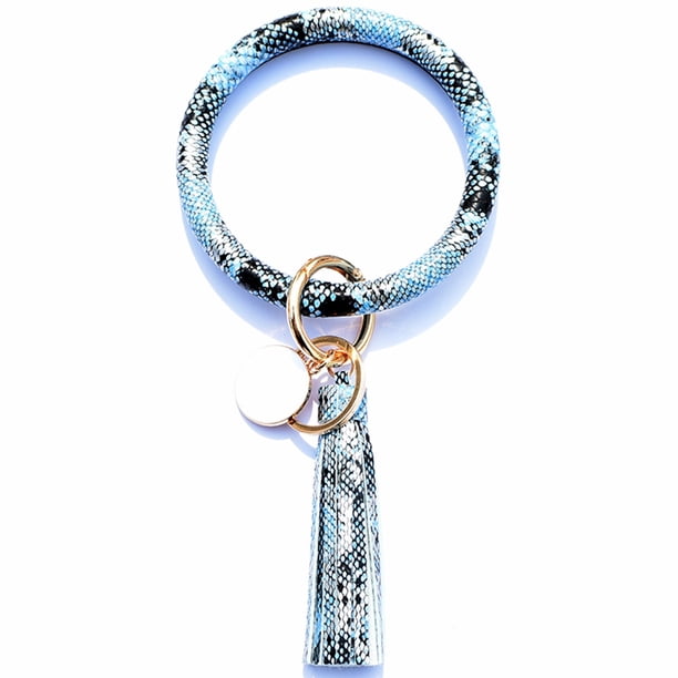 Llaveros para mujer, llavero de billetera, llavero de auto, llavero lindo, tendencia de moda, pulsera de cuero grande, llavero redondo con borla, anillo, joyería, pulsera, llavero, brazalete.